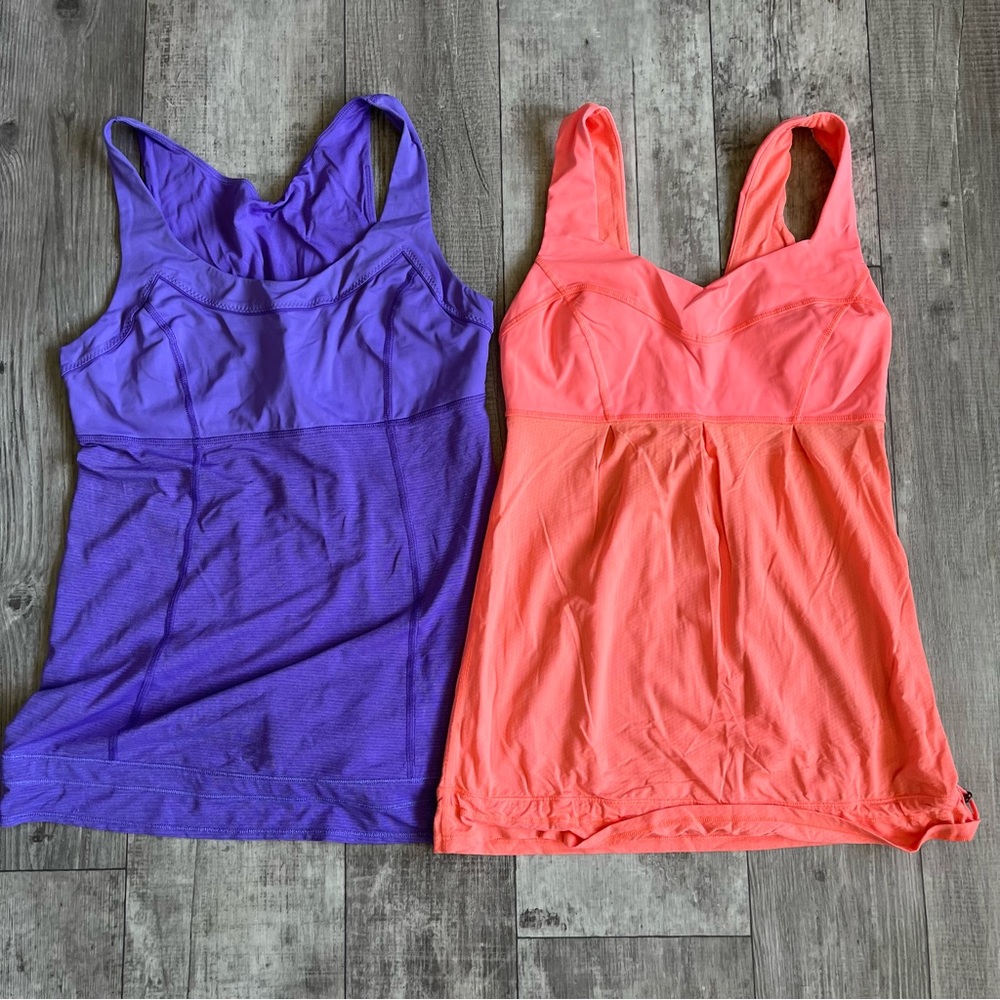 2 Lululemon Women's Tank Top Drawstring Waist and Yoga Tank Top Peach Color